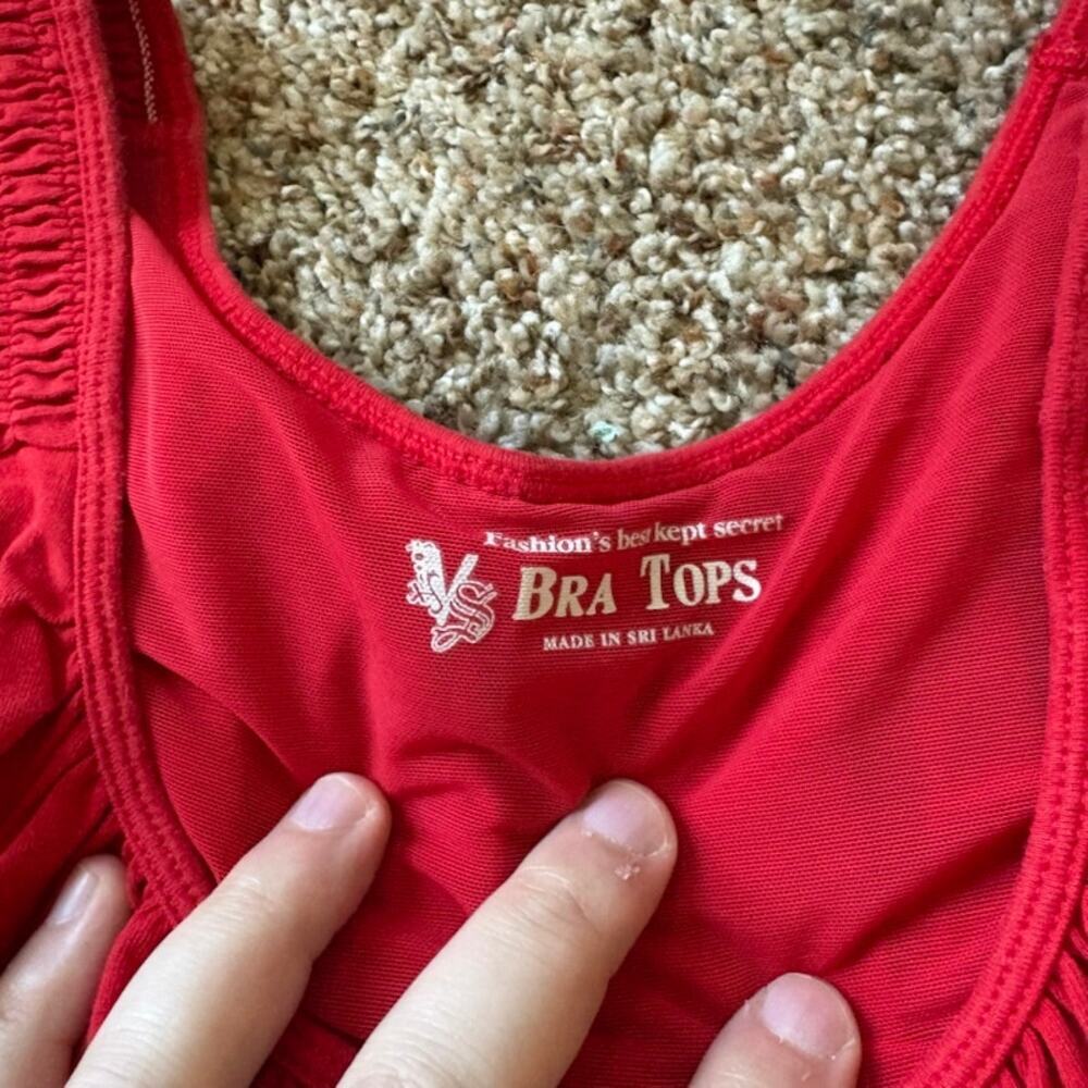 Victoria's Secret Bra Tops Red Midi Fit and Flare Empire Sundress Women's Lg - Picture 2 of 9